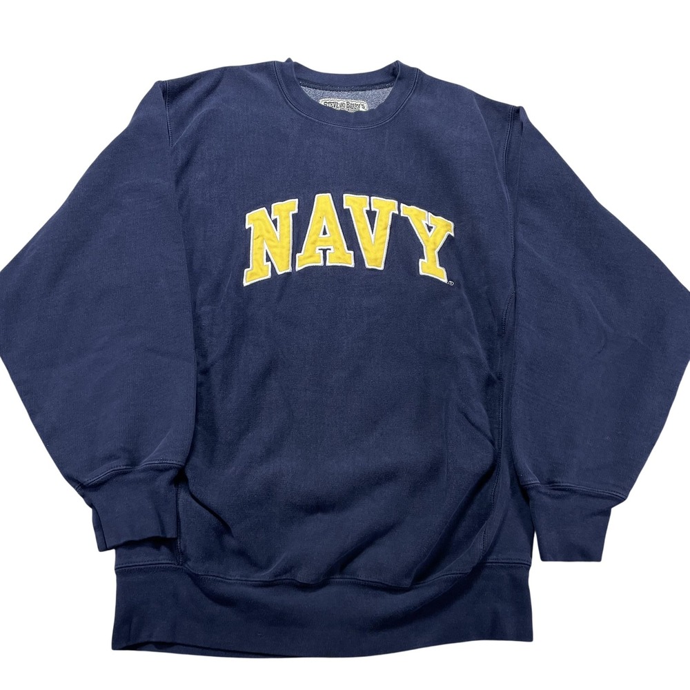Steve & Barry's Sweatshirt Mens Medium Blue NAVY Logo Crewneck Fleece Pullover